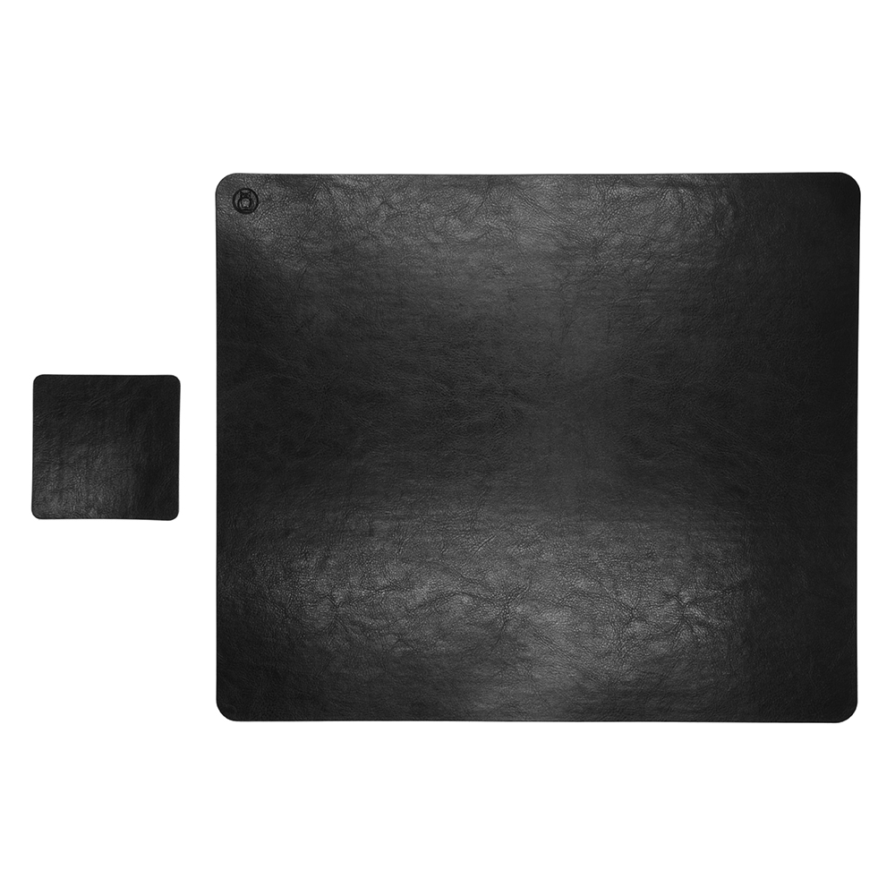 Set Mousepad si 1 suport pahar Office L din piele cu doua fete pentru protectie birou UNIKA negru